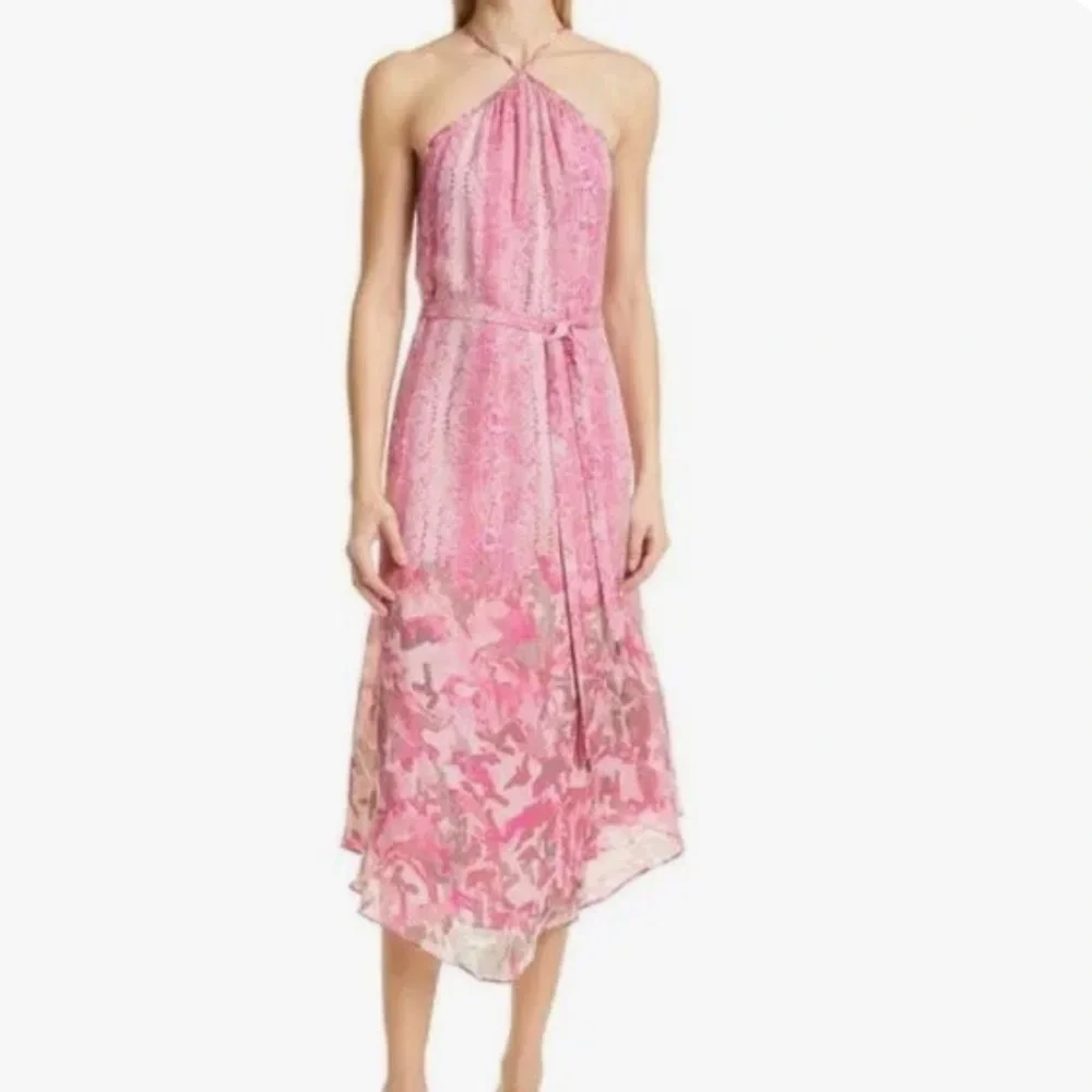 Ramy Brook Fia Snake Print Pink Midi Dress - Picture 1 of 15